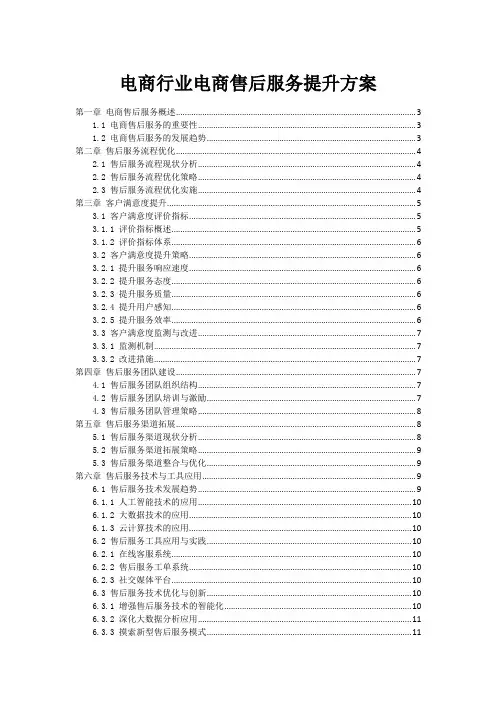 电商行业电商售后服务提升方案