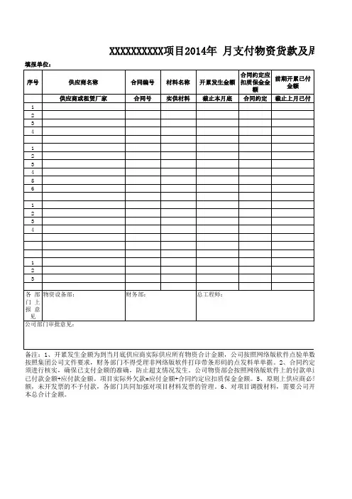 推荐-资金支付计划表 精品