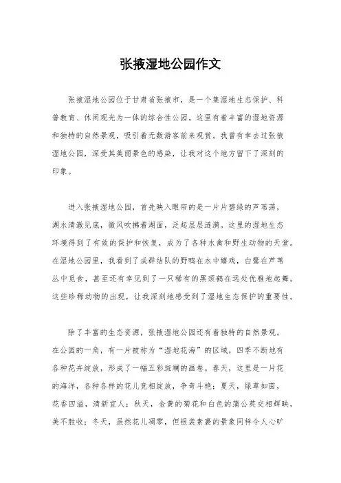 张掖湿地公园作文