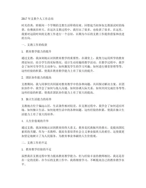 2017支教个人工作总结