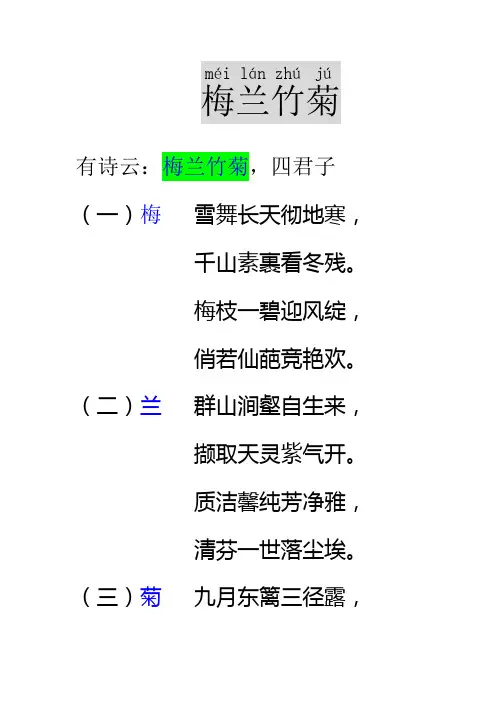 梅兰竹菊,四君子