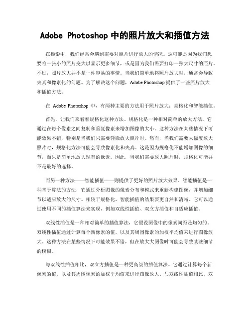 Adobe Photoshop中的照片放大和插值方法