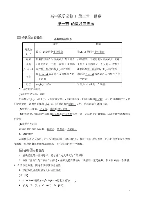 高中数学必修1  函数及其表示XS