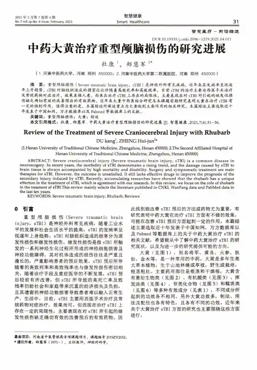 中药大黄治疗重型颅脑损伤的研究进展