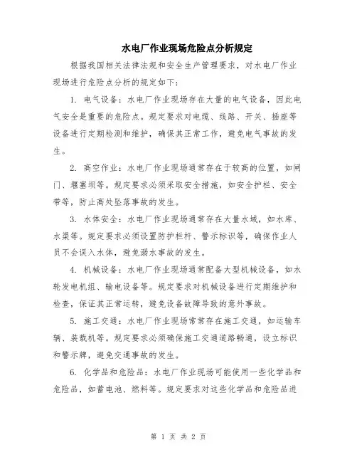 水电厂作业现场危险点分析规定
