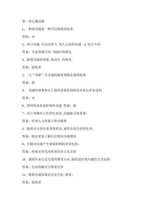 春季学期智慧树职场沟通章节测试答案
