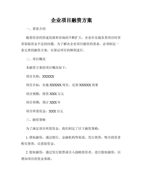 企业项目融资方案