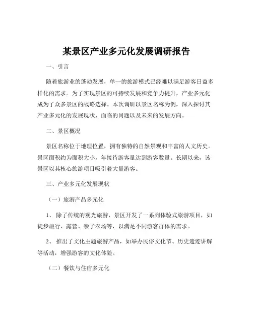 某景区产业多元化发展调研报告