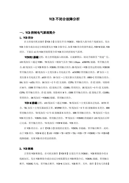 CRH2型动车组VCB不闭合故障分析报告