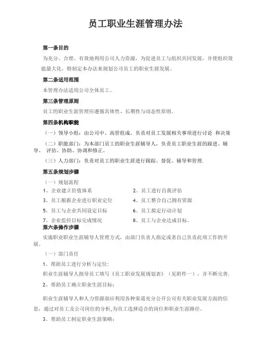 职业生涯管理办法