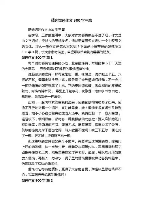 精选馄饨作文500字三篇