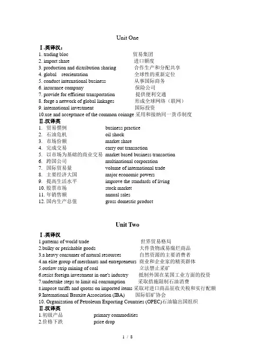 商务英语复习资料(DOC)