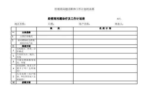经销商问题诊断和工作计划的表格