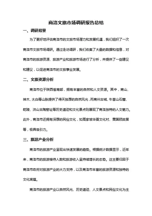 商洛文旅市场调研报告总结