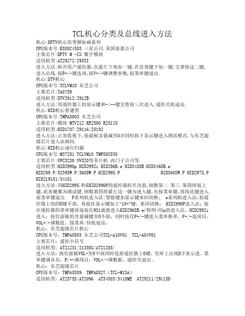 TCL彩电机芯分类及总线进入法