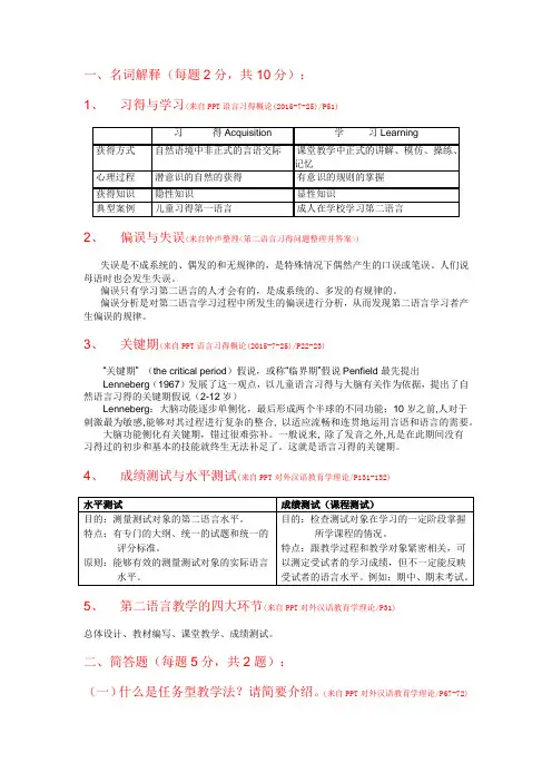 第二语言习得知识点