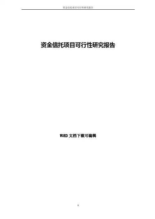 资金信托项目可行性研究报告