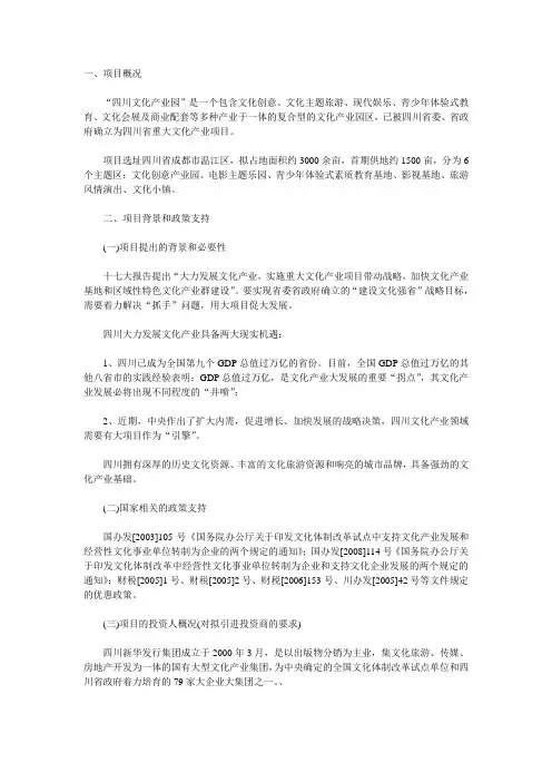 四川文化产业园项目商业计划书