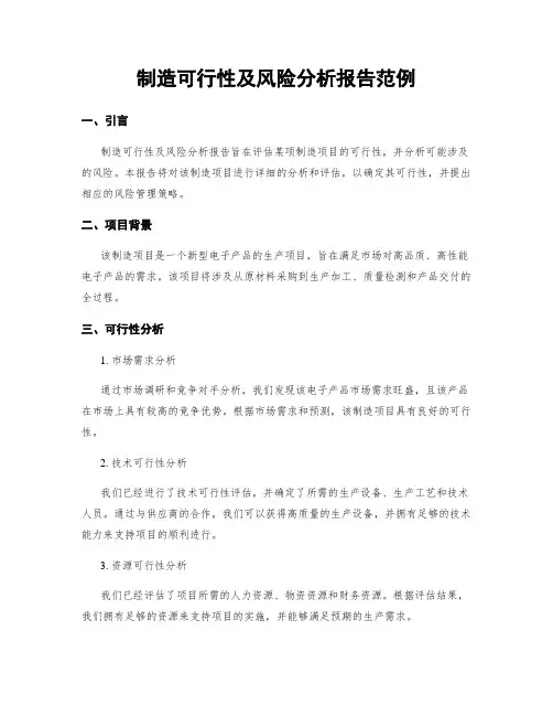 制造可行性及风险分析报告范例