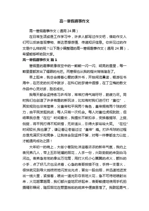 高一寒假趣事作文