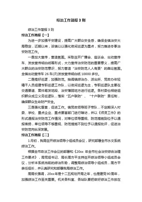 综治工作简报3则