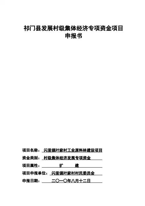 村级集体经济发展项目申报书
