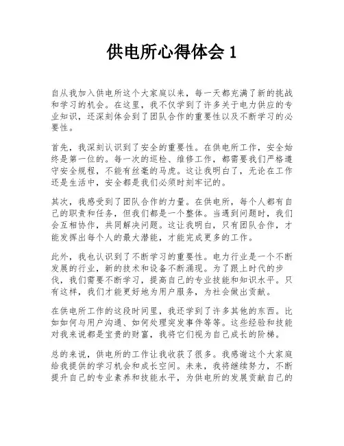 供电所心得体会1