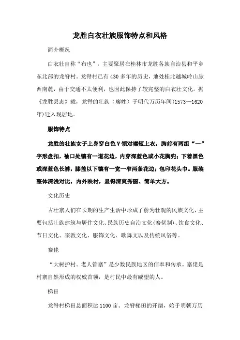 龙胜白衣壮族服饰特点和风格