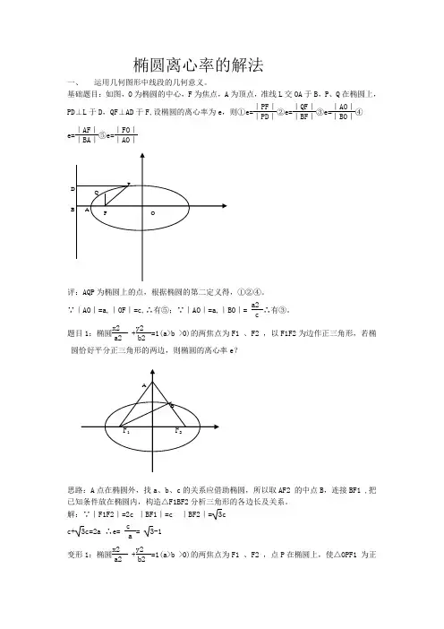 椭圆离心率求法总结