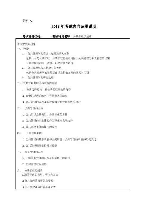 公共管理学基础考试大纲(复试)