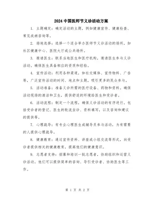 2024中国医师节义诊活动方案