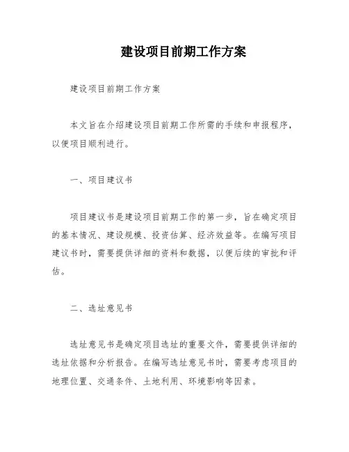 建设项目前期工作方案
