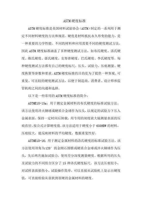 astm硬度标准
