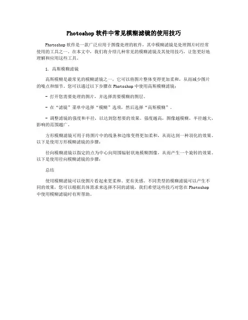Photoshop软件中常见模糊滤镜的使用技巧
