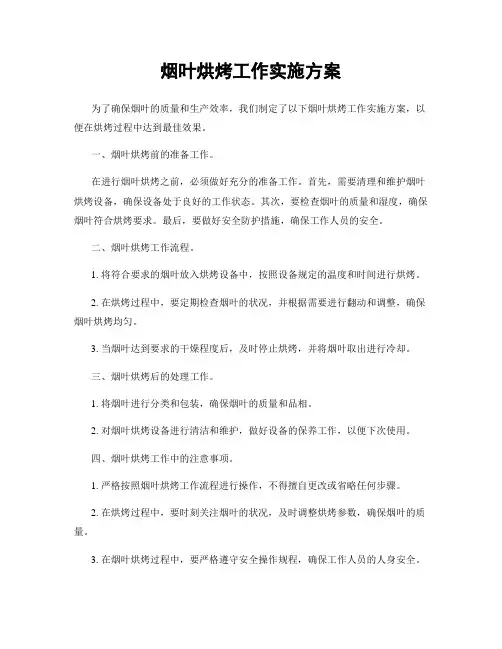烟叶烘烤工作实施方案