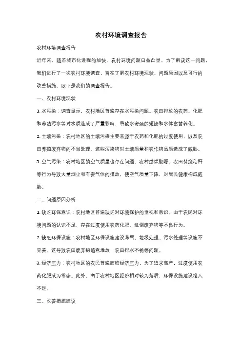 农村环境调查报告