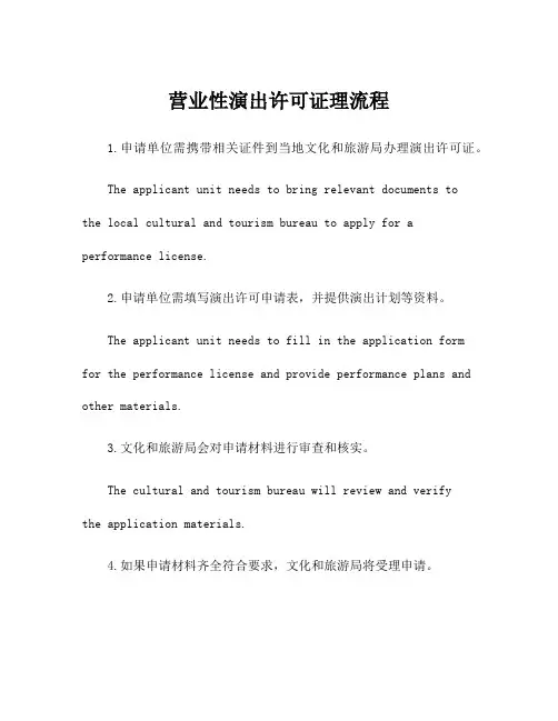 营业性演出许可证理流程