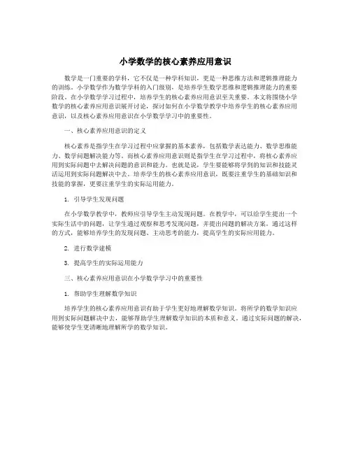 小学数学的核心素养应用意识