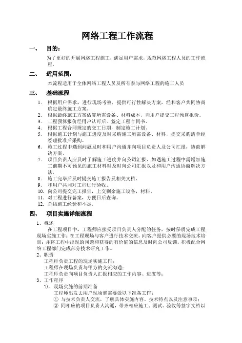 网络工程部工作流程