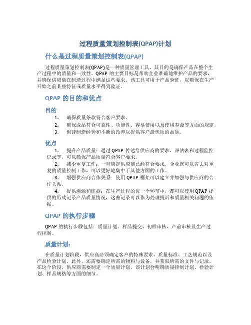 过程质量策划控制表QPAP计划