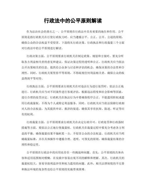 行政法中的公平原则解读