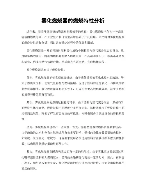 雾化燃烧器的燃烧特性分析