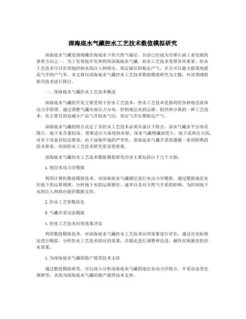 深海底水气藏控水工艺技术数值模拟研究