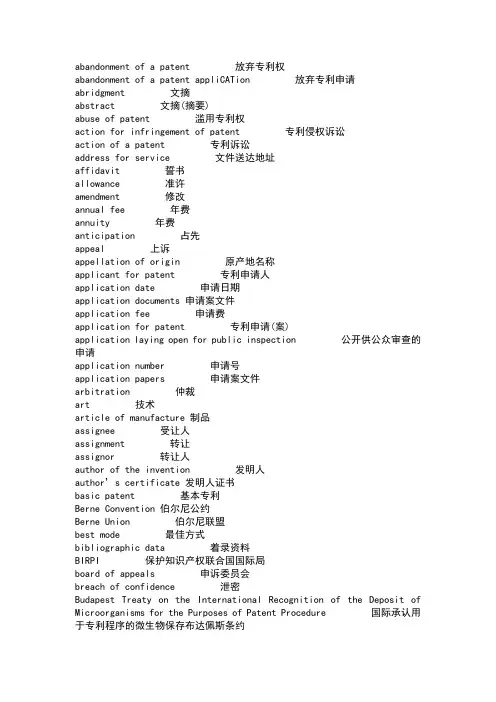 专利术语大全