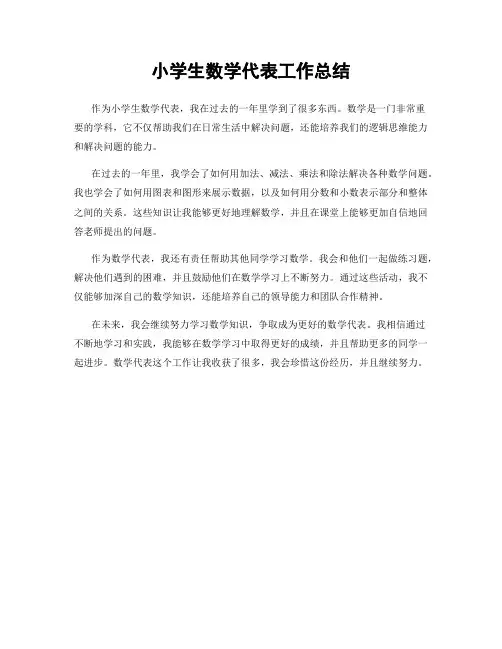 小学生数学代表工作总结
