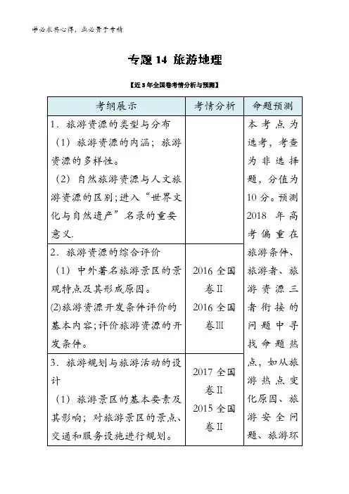 3.14 旅游地理-2018年高考地理考试大纲解读含解析