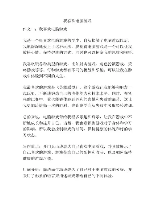 我喜欢电脑游戏