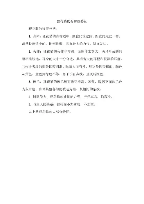 狸花猫的有哪些特征