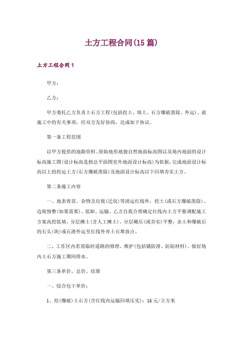 土方工程合同(15篇)