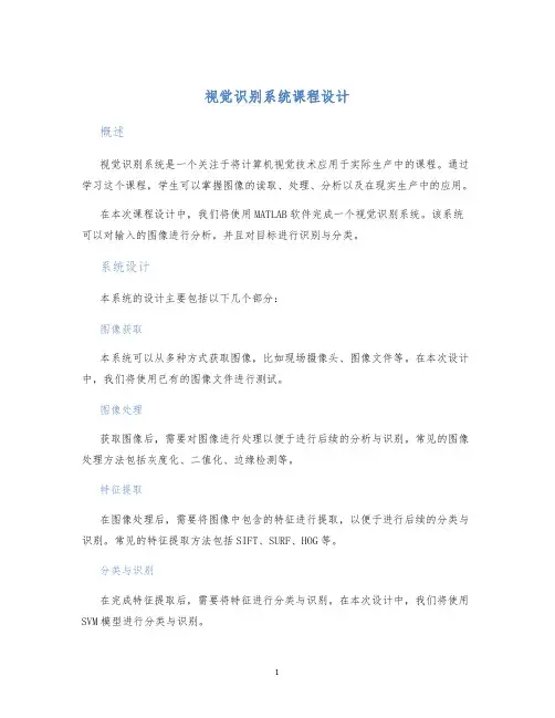 视觉识别系统课程设计